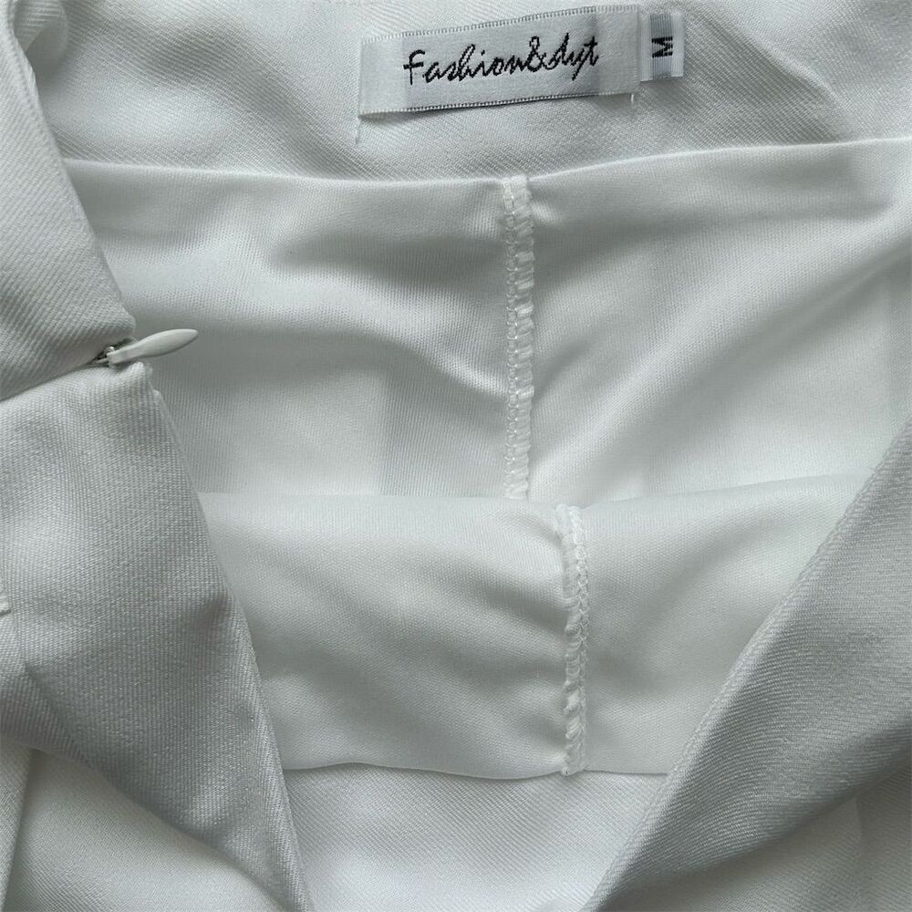 Fashion&byf Women's White Pleated Mini Skirt Size M High Waist Casual - Picture 3 of 7